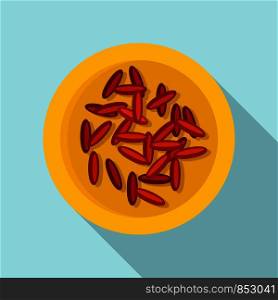 Brown long rice icon. Flat illustration of brown long rice vector icon for web design. Brown long rice icon, flat style