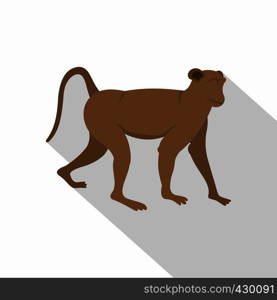 Brown monkey icon. Flat illustration of brown monkey vector icon for web. Brown monkey icon, flat style
