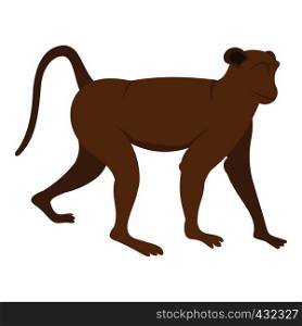 Brown monkey icon flat isolated on white background vector illustration. Brown monkey icon isolated
