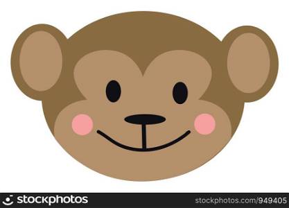 Brown monkey smiling face illustration vector on white background