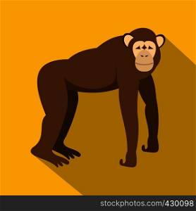Brown monkey standing on its four legs icon. Flat illustration of brown monkey standing on its four legs vector icon for web. brown monkey standing on its four legs icon