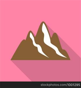 Brown mountains icon. Flat illustration of brown mountains vector icon for web design. Brown mountains icon, flat style