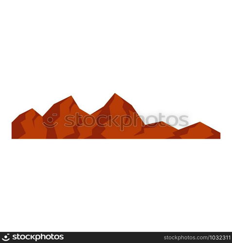 Brown mountains icon. Flat illustration of brown mountains vector icon for web design. Brown mountains icon, flat style