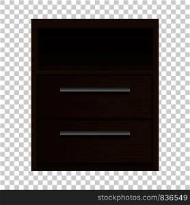 Brown nightstand mockup. Realistic illustration of brown nightstand vector mockup for on transparent background. Brown nightstand mockup, realistic style