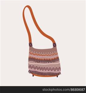 Brown ornamental boho bag