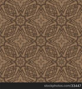 Brown Ornamental Seamless Line Pattern. Endless Texture. Oriental Geometric Ornament. Brown Ornamental Seamless Line Pattern