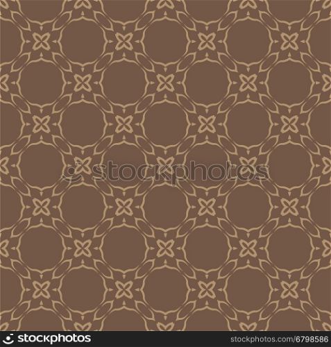 Brown Ornamental Seamless Line Pattern. Endless Texture. Oriental Geometric Ornament. Brown Ornamental Seamless Line Pattern