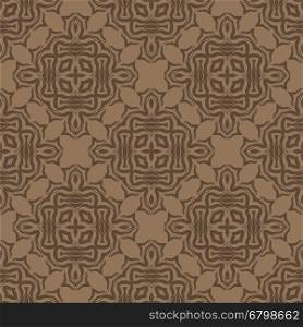 Brown Ornamental Seamless Line Pattern. Endless Texture. Oriental Geometric Ornament. Brown Ornamental Seamless Line Pattern.