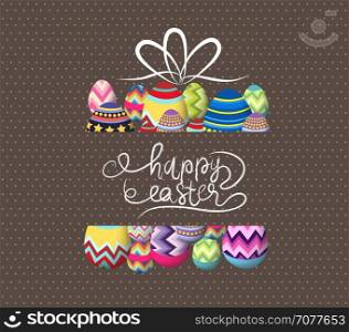 Brown paper card with gift easter eggs
