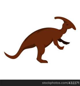 Brown parazavrolofus dinosaur icon flat isolated on white background vector illustration. Brown parazavrolofus dinosaur icon isolated