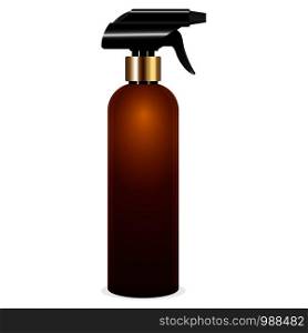 Brown pistol spray bottle vector 3d realistic illustration on isolated white background.. Brown pistol spray bottle vector 3d illustration