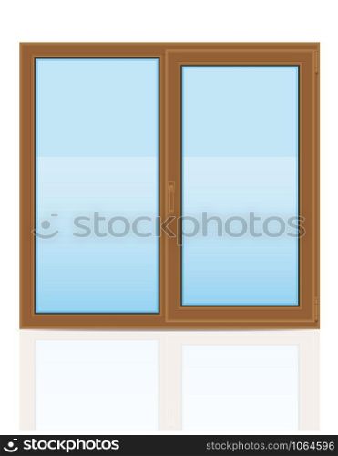 brown plastic transparent window view indoors vector illustration isolated on white background