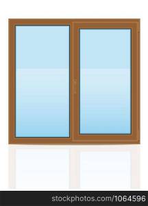 brown plastic transparent window view indoors vector illustration isolated on white background