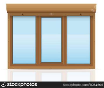 brown plastic window with rolling shutters vector illustration isolated on white background