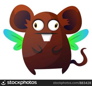 Brown rat monster with wings illustration vector on white background