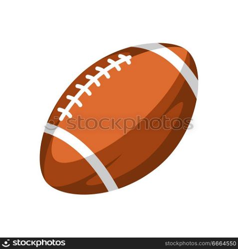 Brown rugby ball. Stylized sport equipment illustration.. Brown rugby ball illustration.