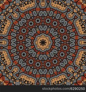 Brown seamless mandala pattern. Background vintage texture vector. Fabric illustration.