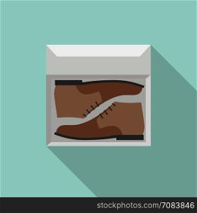 Brown shoes in box. Brown shoes in box. Simple flat style vector illustration with boots.