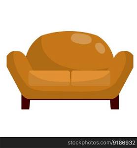 Brown sofa with pillows. Soft furniture. Modern interior. Element of Living room. Place to rest. Cartoon flat illustration.. Brown sofa with pillows. Soft furniture.
