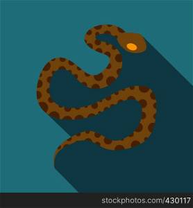 Brown spotted snake icon. Flat illustration of brown spotted snake vector icon for web. Brown spotted snake icon, flat style