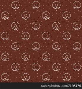 Brown square seamless pattern with donuts, line icons style, vector eps10 illustration. Seamless Pattern with Donuts