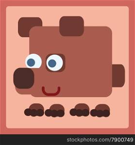 Brown stylized bear cartoon icon. Baby style