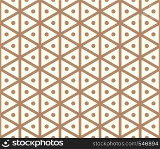 Brown sweet and vintage hexagon and circle seamless pattern on pastel background. Sweet hexagon pattern style of symmetry for modern or graphic design