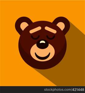 Brown teddy bear head icon. Flat illustration of brown teddy bear head vector icon for web isolated on yellow background. Brown teddy bear head icon, flat style