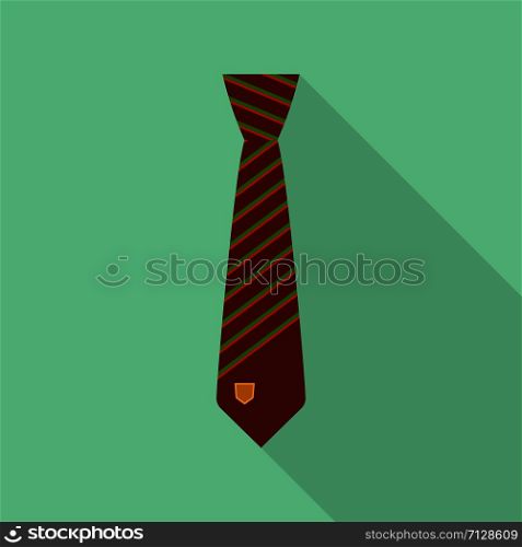 Brown tie icon. Flat illustration of brown tie vector icon for web design. Brown tie icon, flat style