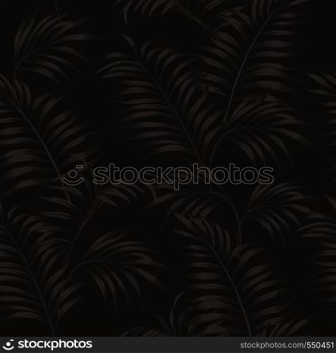 Brown tropical palm leaves seamless vector pattern on the taup background. Smoky wallpaper