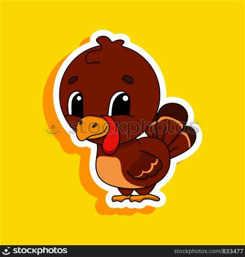 Brown turkey. Cute character. Colorful vector illustration. Cartoon style. Isolated on white background. Design element. Template for your design, books, stickers, cards, posters, clothes.