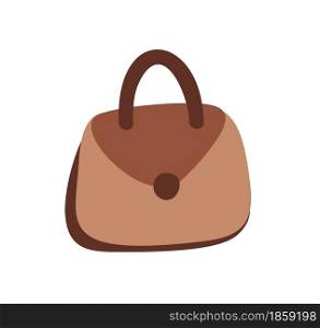 Brown vector leather ladies handbag isolated on white background.. Brown vector leather ladies handbag isolated on white background
