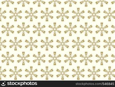 Brown vintage bloom and tribal or roots shape pattern on light yellow background. Retro and modern flower pattern style for old or cute design