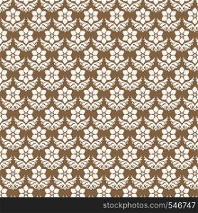 Brown vintage bloom pattern on pastel background. Retro and classic blossom pattern style for old or sweet design