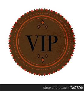 Brown VIP label icon in vintage style on a white background. Brown VIP label label, vintage style