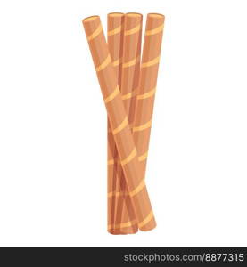 Brown wafer rolls icon cartoon vector. Stick roll. Straw cookie. Brown wafer rolls icon cartoon vector. Stick roll