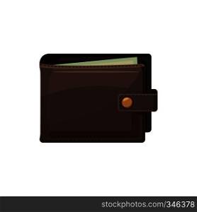 Brown wallet icon in cartoon style on a white background. Brown wallet icon, cartoon style