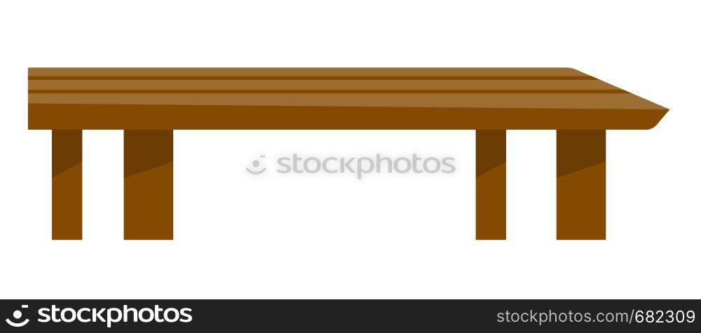 Brown wood coffee table vector cartoon illustration isolated on white background. Piece of furniture for home and office.. Brown coffee table vector cartoon illustration.