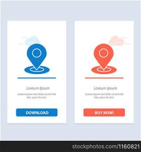 Browse, Map, Navigation, Location Blue and Red Download and Buy Now web Widget Card Template