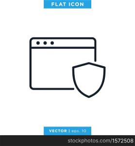 Browser and Shield Icon Vector Design Template. Editable vector eps 10.