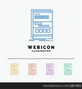 Browser, dynamic, internet, page, responsive 5 Color Line Web Icon Template isolated on white. Vector illustration