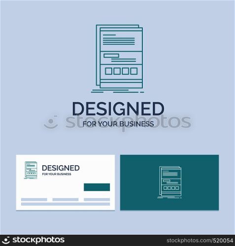 Browser, dynamic, internet, page, responsive Business Logo Line Icon Symbol for your business. Turquoise Business Cards with Brand logo template. Vector EPS10 Abstract Template background
