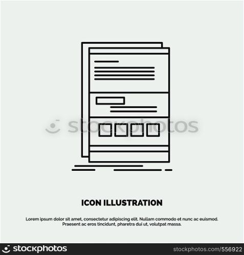 Browser, dynamic, internet, page, responsive Icon. Line vector gray symbol for UI and UX, website or mobile application. Vector EPS10 Abstract Template background