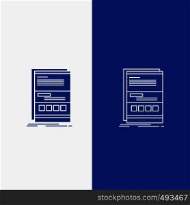 Browser, dynamic, internet, page, responsive Line and Glyph web Button in Blue color Vertical Banner for UI and UX, website or mobile application. Vector EPS10 Abstract Template background