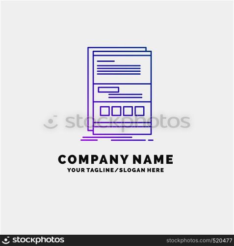Browser, dynamic, internet, page, responsive Purple Business Logo Template. Place for Tagline. Vector EPS10 Abstract Template background