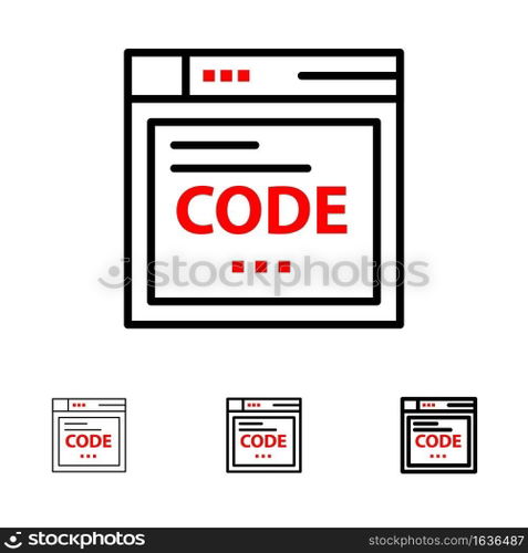 Browser, Internet, Code, Coding Bold and thin black line icon set
