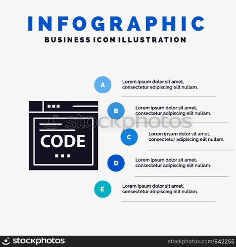 Browser, Internet, Code, Coding Infographics Presentation Template. 5 Steps Presentation