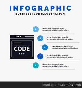 Browser, Internet, Code, Coding Infographics Presentation Template. 5 Steps Presentation