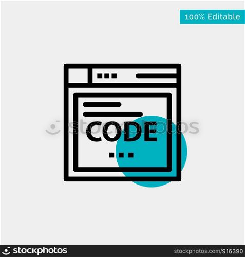 Browser, Internet, Code, Coding turquoise highlight circle point Vector icon