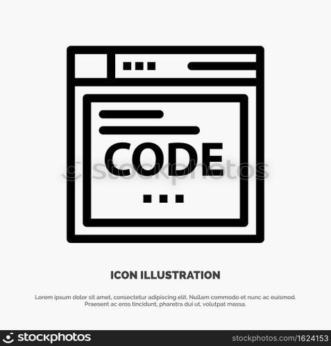 Browser, Internet, Code, Coding Vector Line Icon